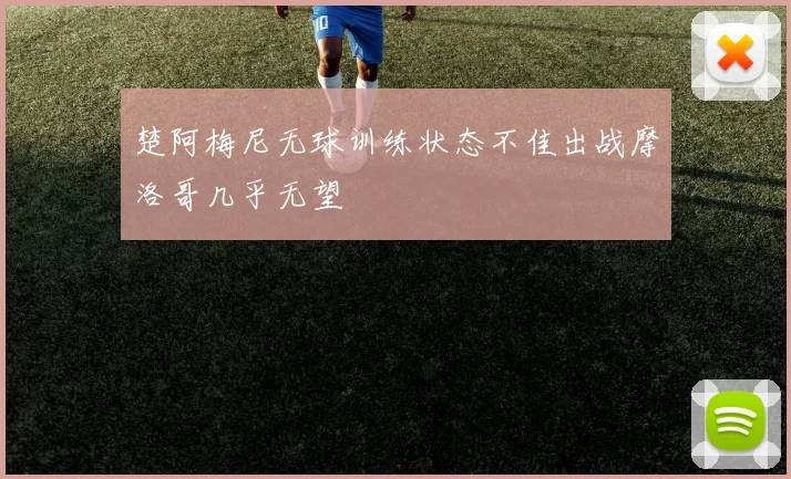 楚阿梅尼无球训练状态不佳出战摩洛哥几乎无望